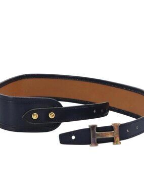 HERMES Constance Belt Leather Navy Auth am7633